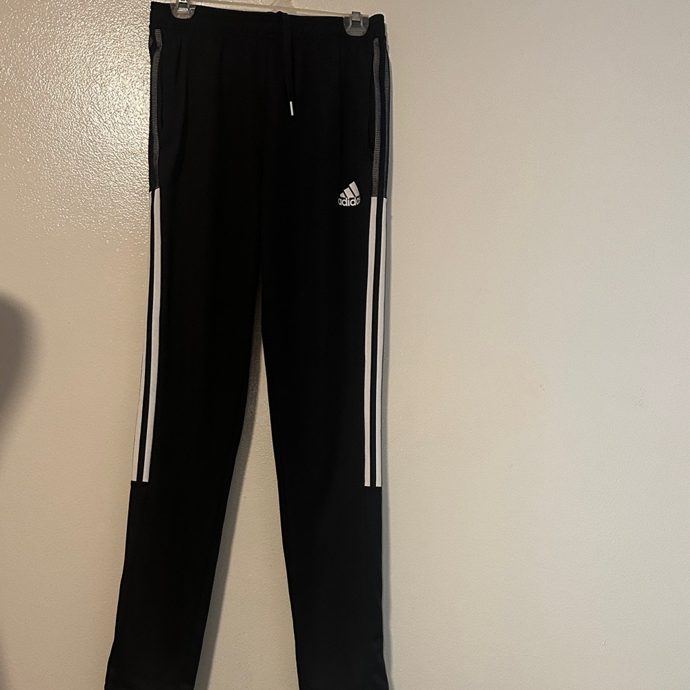 Adidas Kids Black Joggers with White Stripes